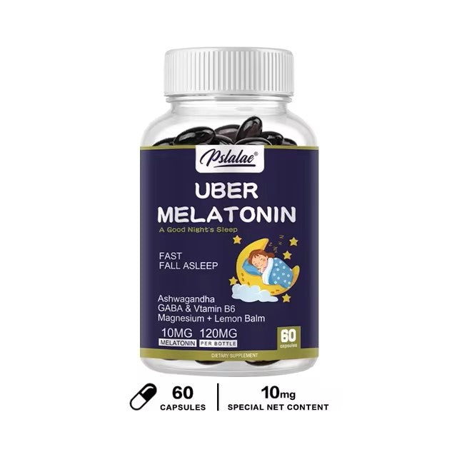 Melatonin 10mg sa dodatcima 60 caps;8 u 1 Formula.; Za bolji relax-san i imunitet tokom sna(+GABA, ašvaganda, magnezijum, L-teanin, valerijanu, pasifloru, vitamin B6, vitamin B12, cink, Triptofan, aroma medeni balzam,Matičnjak);"PSLALAC" -USA