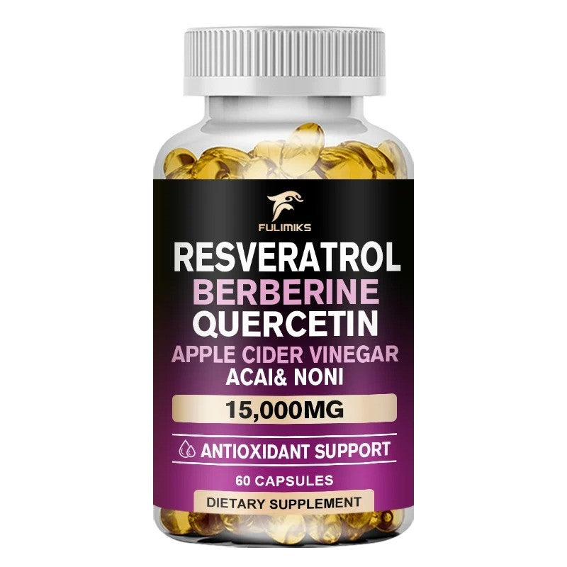 Resveratrol+ ( sa Berberinom,Quercentinom, Jabukovo sirće (ACV),i sa mješavinom antioksidanata i polifenola...);60 kapsula -za mesec dana korišćenja;Za vaš kardio-vaskularni sistem,Holesterol,dijabetis   i imunitet